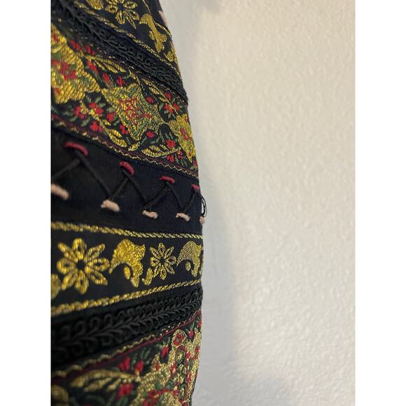 VTG TanTrums Whimsy Goth Striped Embroidered Metallic Button Up Cotton Vest Med - Picture 5 of 10